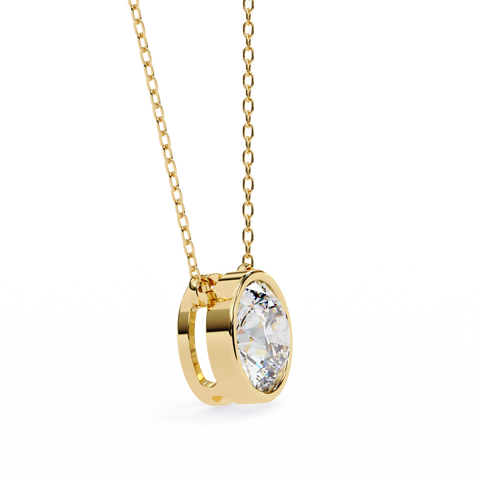 Round 14k Gold Diamond Pendant Yellow Gold