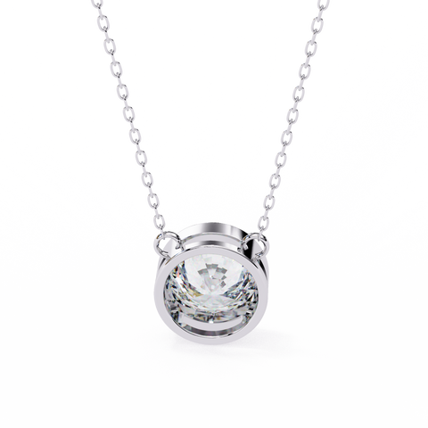 Round 14k Gold Diamond Pendant White Gold