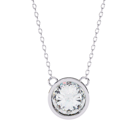 Round 14k Gold Diamond Pendant White Gold