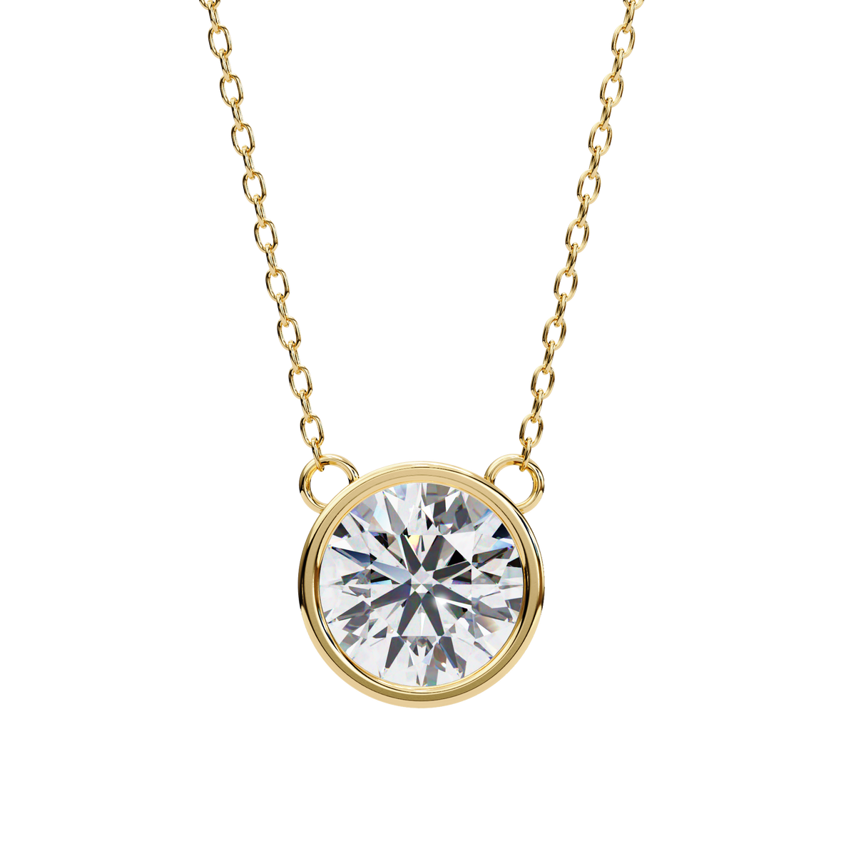Round 14k Gold Diamond Pendant Yellow Gold