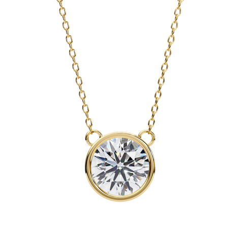 Round 14k Gold Diamond Pendant Yellow Gold
