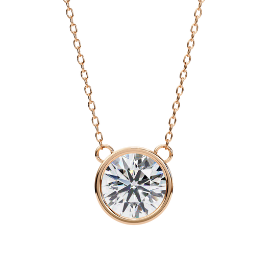Round 14k Gold Diamond Pendant Rose Gold