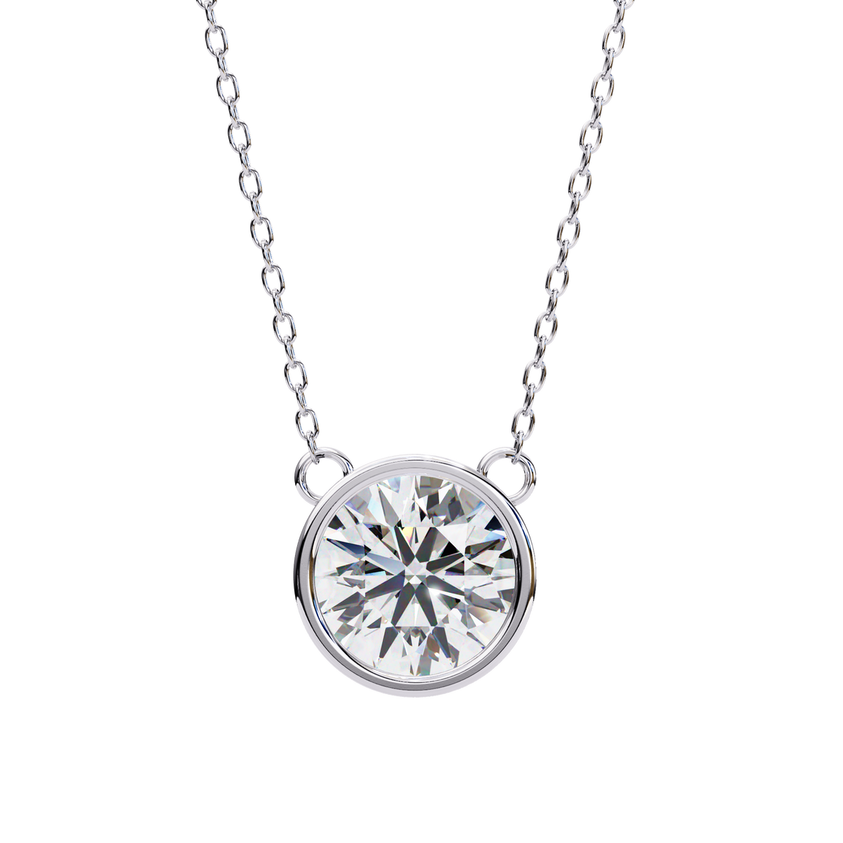 Round 14k Gold Diamond Pendant White Gold