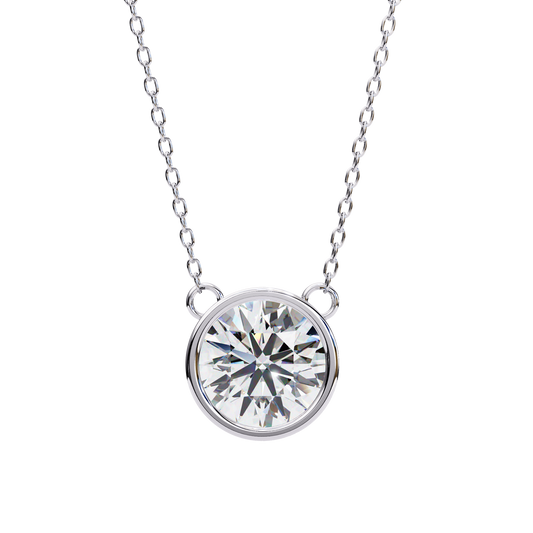 Round 14k Gold Diamond Pendant White Gold
