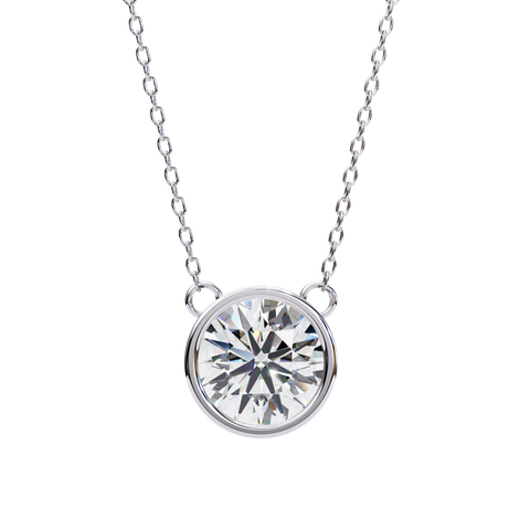 Round 14k Gold Diamond Pendant White Gold