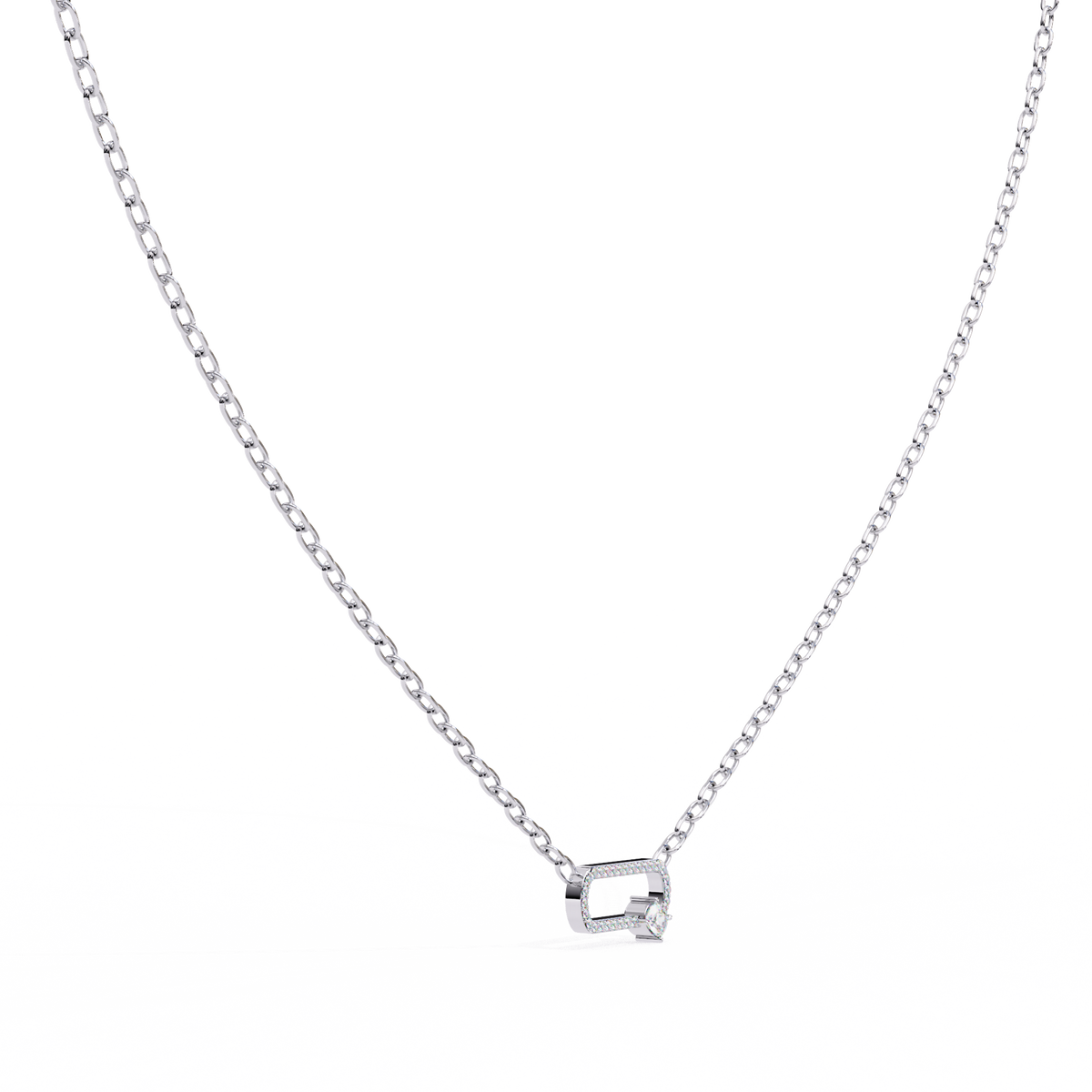 Cushion And Round Lab Grown Diamond White Gold Pendant
