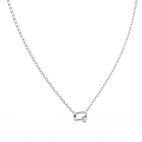 Cushion And Round Lab Grown Diamond White Gold Pendant