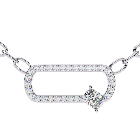 Cushion And Round Lab Grown Diamond White Gold Pendant