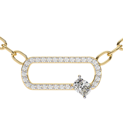 Cushion And Round Lab Grown Diamond Yellow Gold Pendant