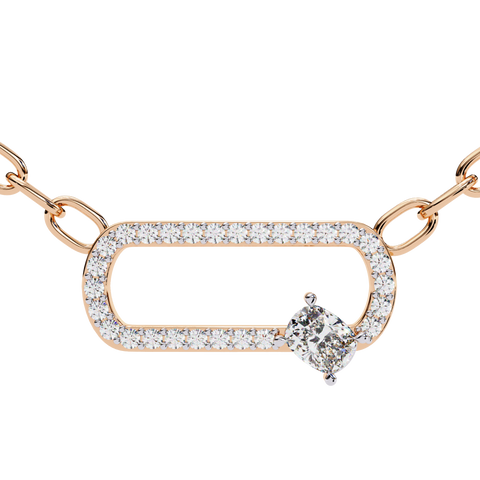 Cushion And Round Lab Grown Diamond Rose Gold Pendant
