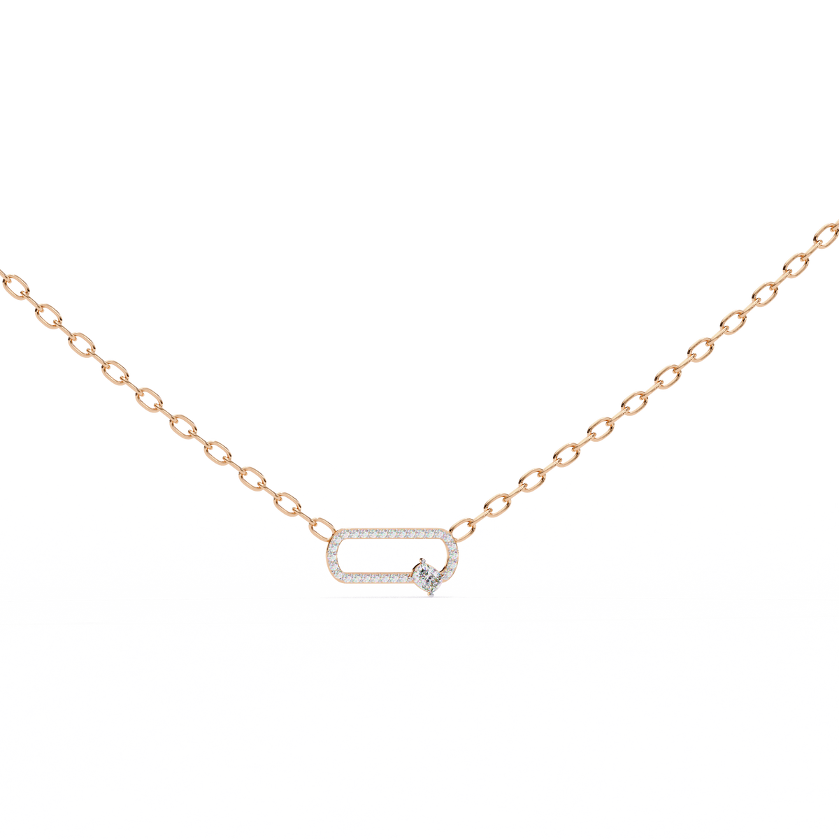 Cushion And Round Lab Grown Diamond Rose Gold Pendant