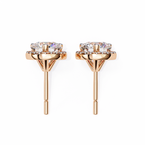 Round white Lab Grown Diamond Earring Rose Gold