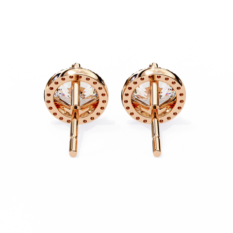 Round white Lab Grown Diamond Earring Rose Gold