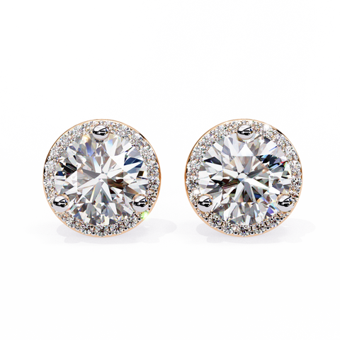 Round white Lab Grown Diamond Earring Rose Gold