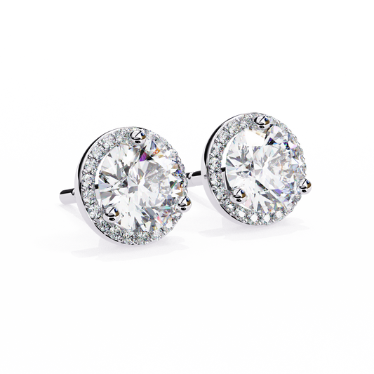 Round white Lab Grown Diamond Earring White Gold