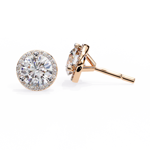 Round white Lab Grown Diamond Earring Rose Gold