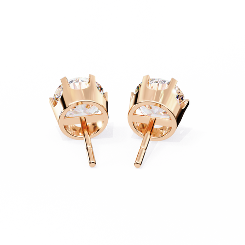 White Round 14k Gold Diamond Earring Rose Gold