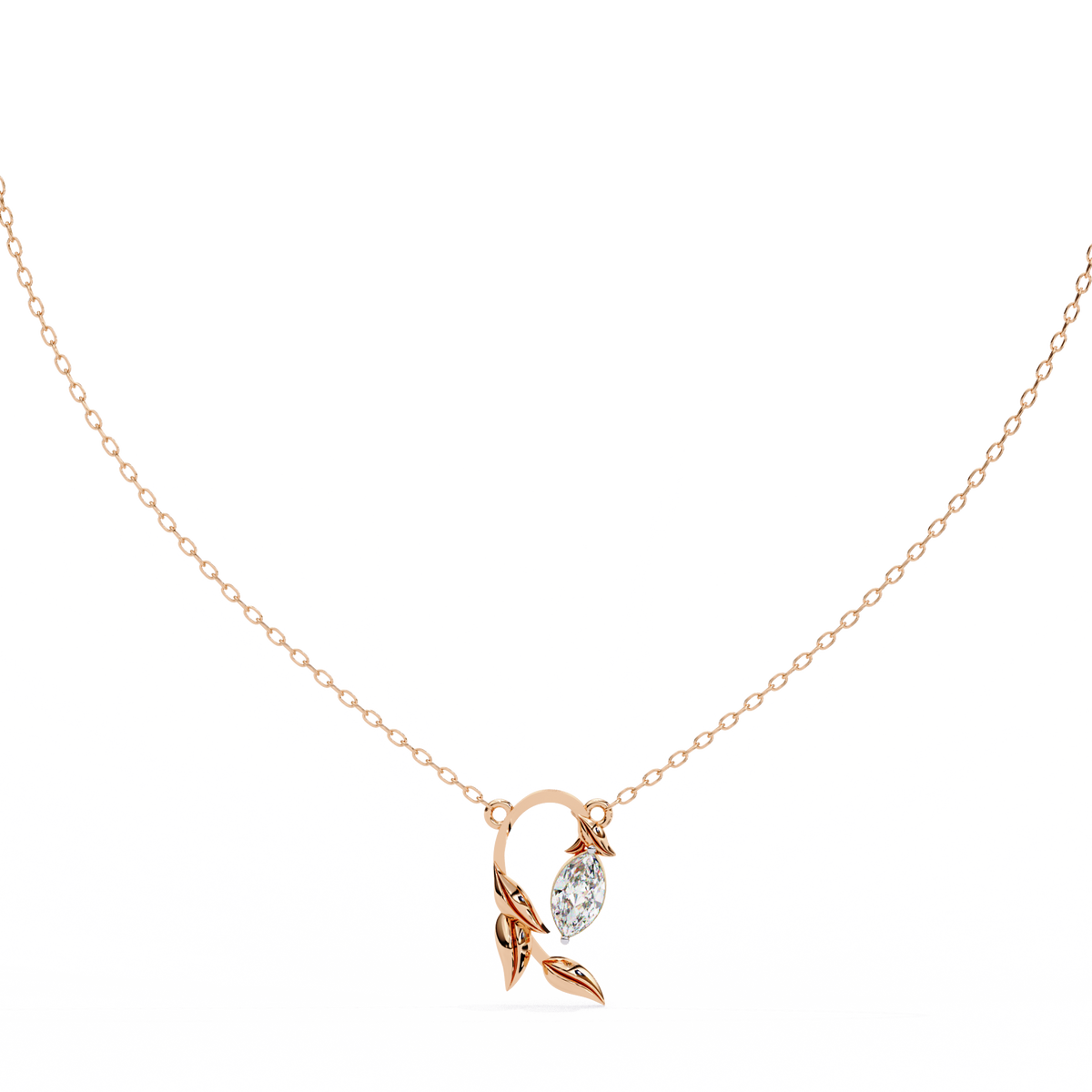 Yellow Gold Diamond Marquise Beauty Pendant Rose Gold