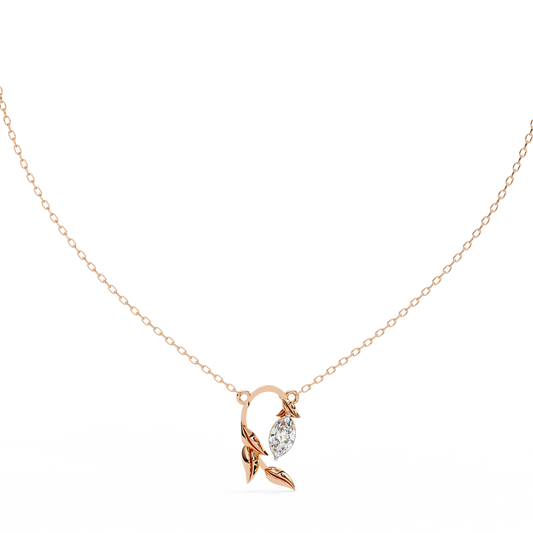 Yellow Gold Diamond Marquise Beauty Pendant Rose Gold