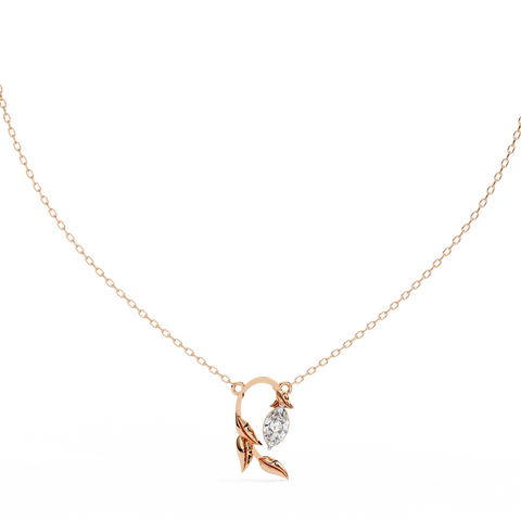 Yellow Gold Diamond Marquise Beauty Pendant Rose Gold