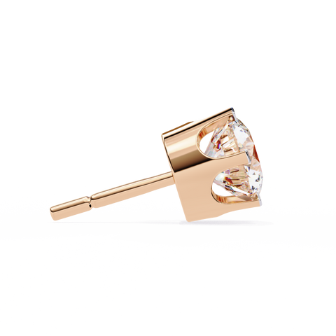 White Round 14k Gold Diamond Earring Rose Gold