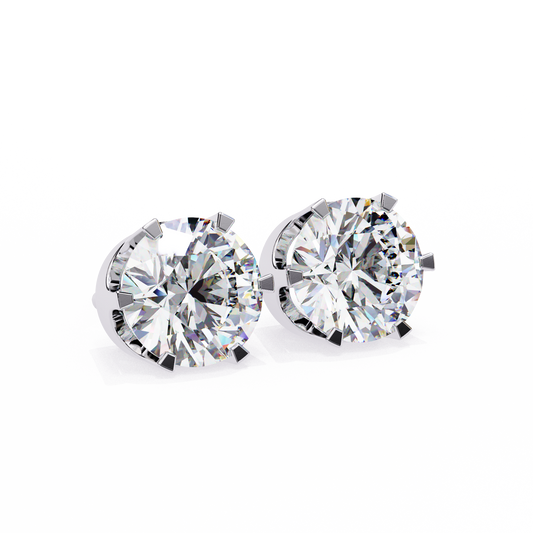 White Round 14k Gold Diamond Earring White Gold