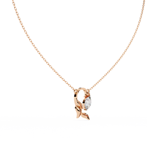 Yellow Gold Diamond Marquise Beauty Pendant Rose Gold
