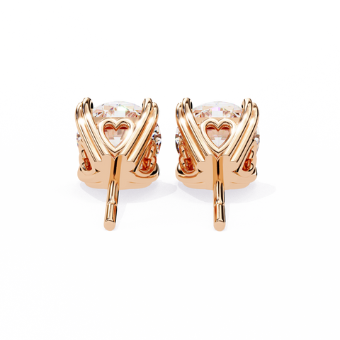 Round Line 2.57ct Diamond Earring Rose Gold