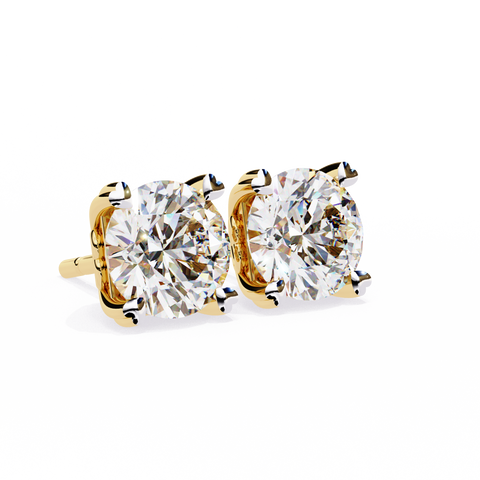 Round Line 2.57ct Diamond Earring Yellow Gold