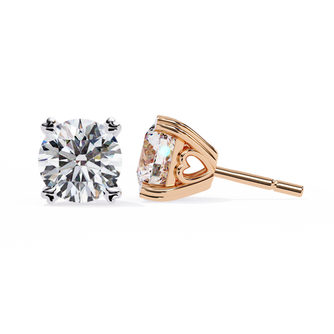 Round Line 2.57ct Diamond Earring Rose Gold