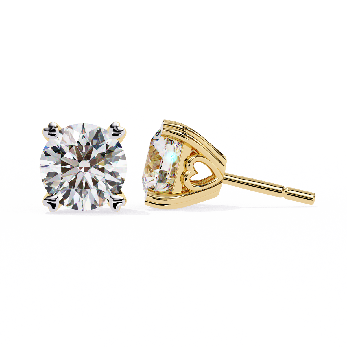 Round Line 2.57ct Diamond Earring Yellow Gold