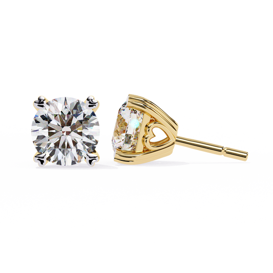Round Line 2.57ct Diamond Earring Yellow Gold