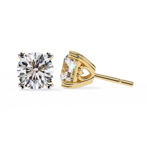 Round Line 2.57ct Diamond Earring Yellow Gold