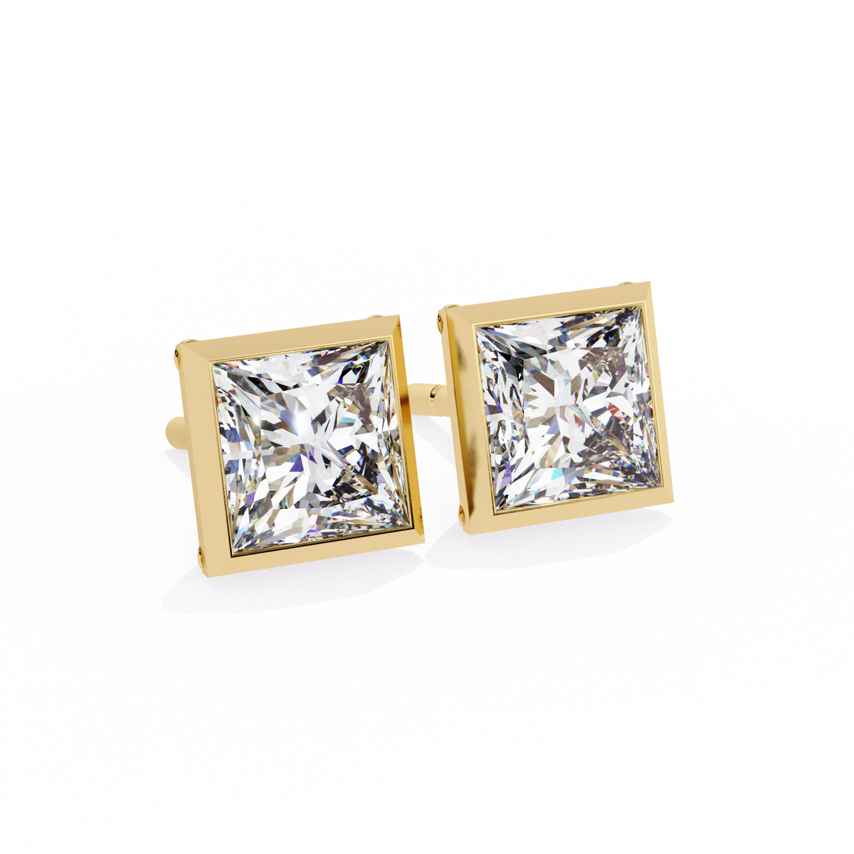 Princess 1.77ct Diamond Earring Yellow Gold