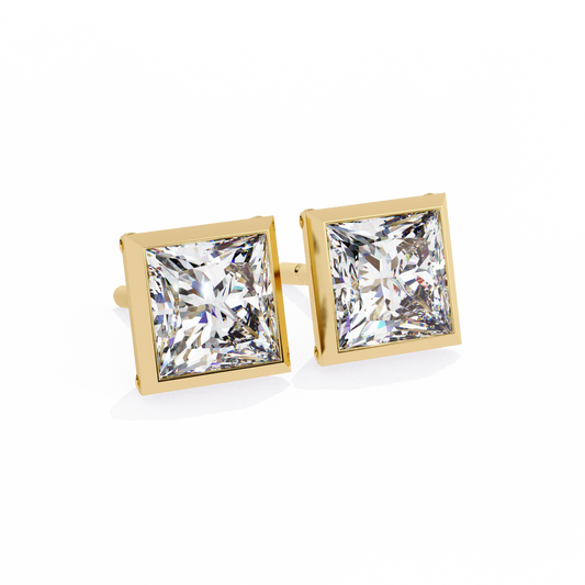 Princess 1.77ct Diamond Earring Yellow Gold
