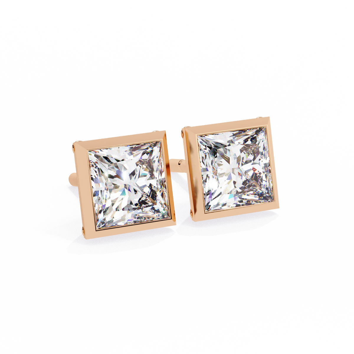 Princess 1.77ct Diamond Earring Rose Gold