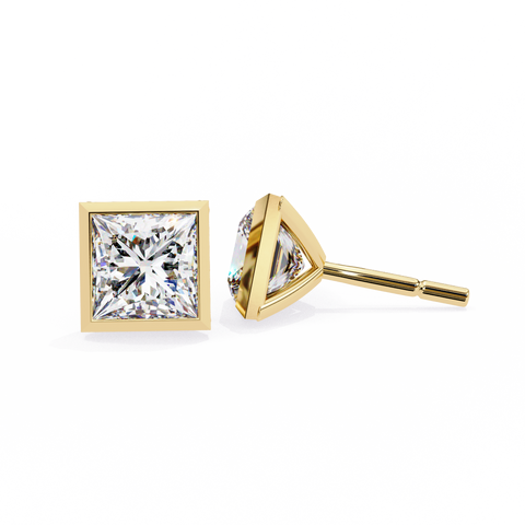 Princess 1.77ct Diamond Earring Yellow Gold