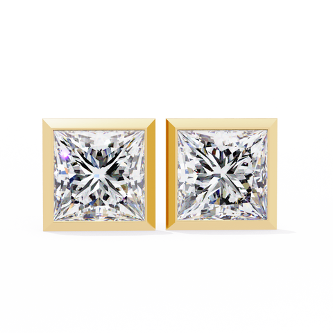Princess 1.77ct Diamond Earring Yellow Gold