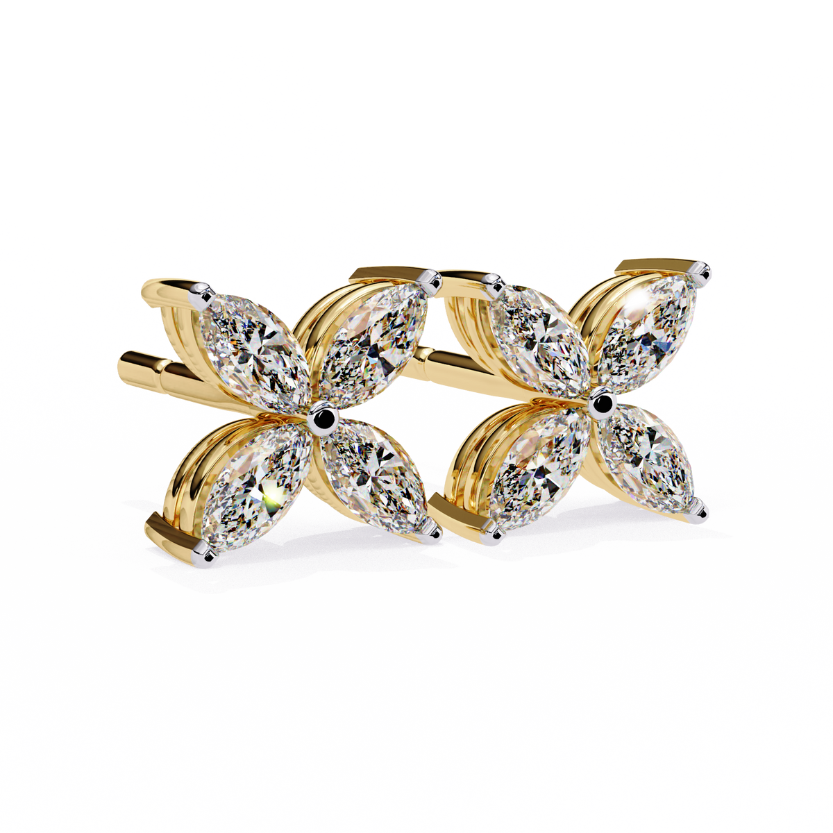Marquise 0.88ct Diamond Earring Yellow Gold