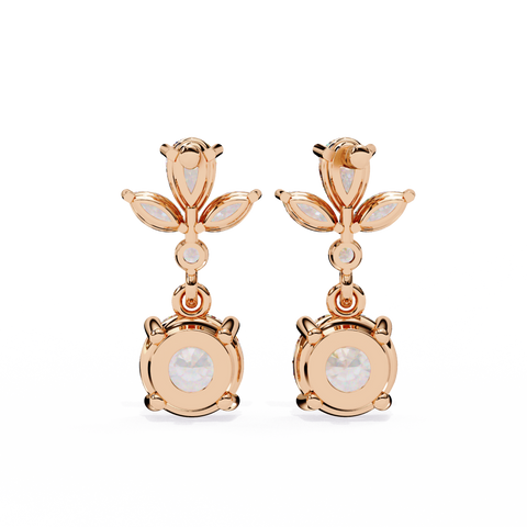 Marqise and Pear Premium White Diamond Erraring Rose Gold