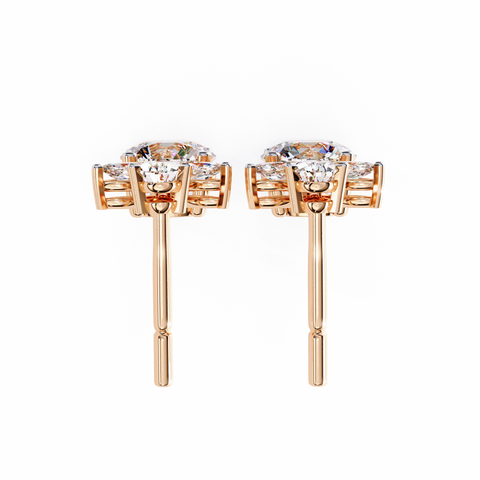 Marqise and Pear Premium White Diamond Erraring Rose Gold