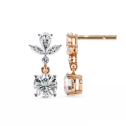 Marqise and Pear Premium White Diamond Erraring Rose Gold