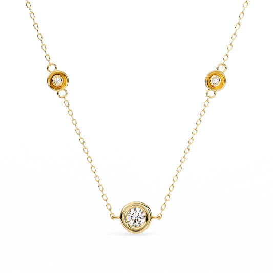 Round Bezel Set Pendant Necklace Yellow Gold