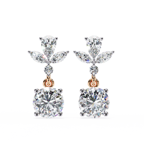 Marqise and Pear Premium White Diamond Erraring Rose Gold