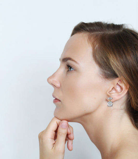 Marquise 14k Gold Diamond Earring White Gold