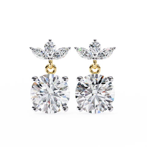 Marquise 14k Gold Diamond Earring Yellow Gold