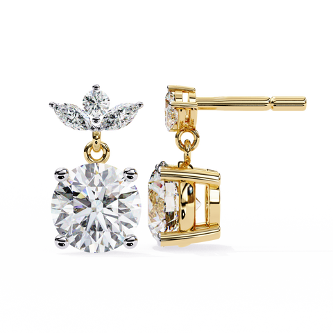 Marquise 14k Gold Diamond Earring Yellow Gold