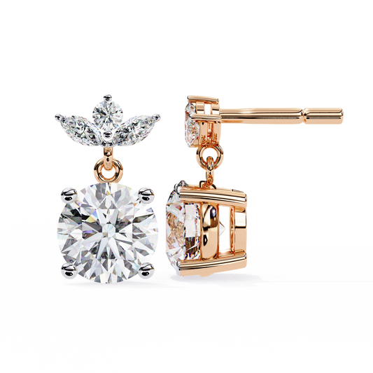 Marquise 14k Gold Diamond Earring Rose Gold