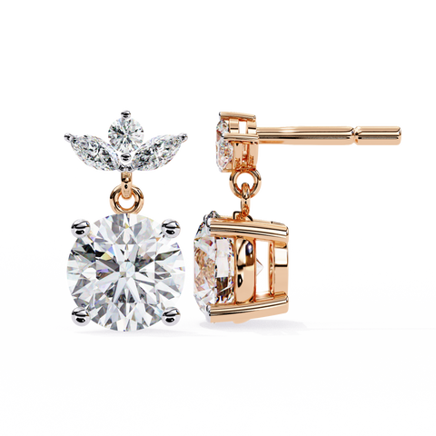 Marquise 14k Gold Diamond Earring Rose Gold