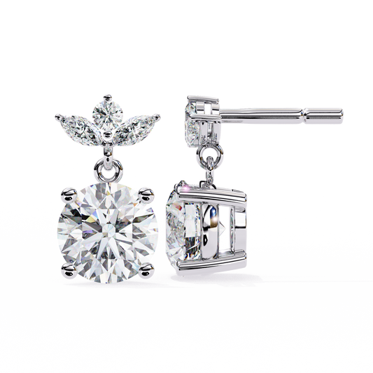 Marquise 14k Gold Diamond Earring White Gold